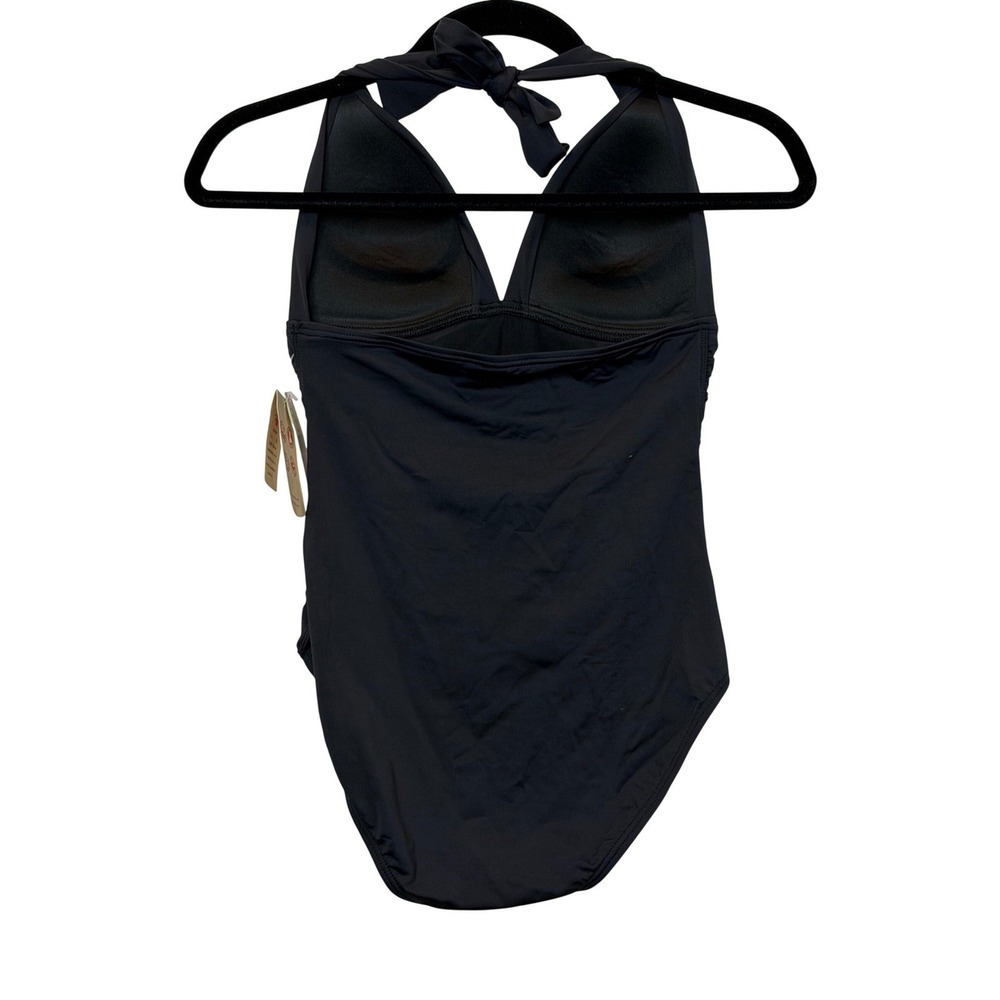 Tommy Bahama Pearl Solids Black Halter One Piece Swimsuit TSW31042P Size 6 - Picture 6 of 9